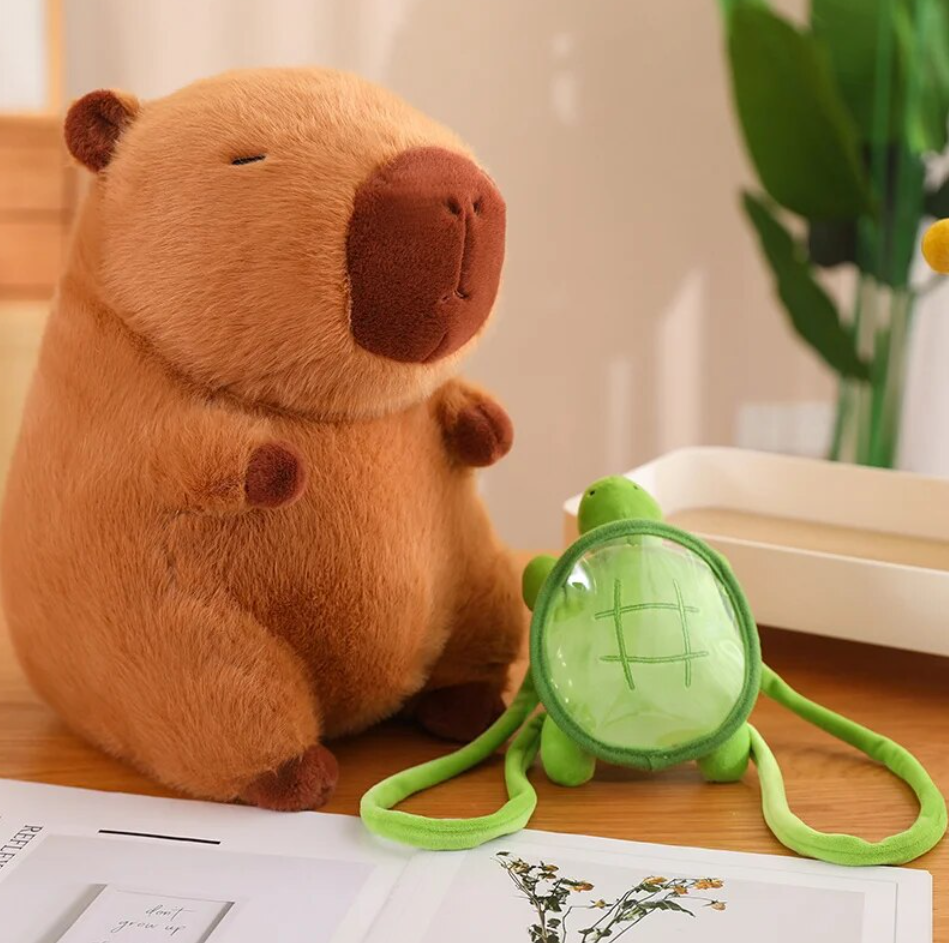 Cute Capybara With Green Bag Plush Toys 23/33/45cm