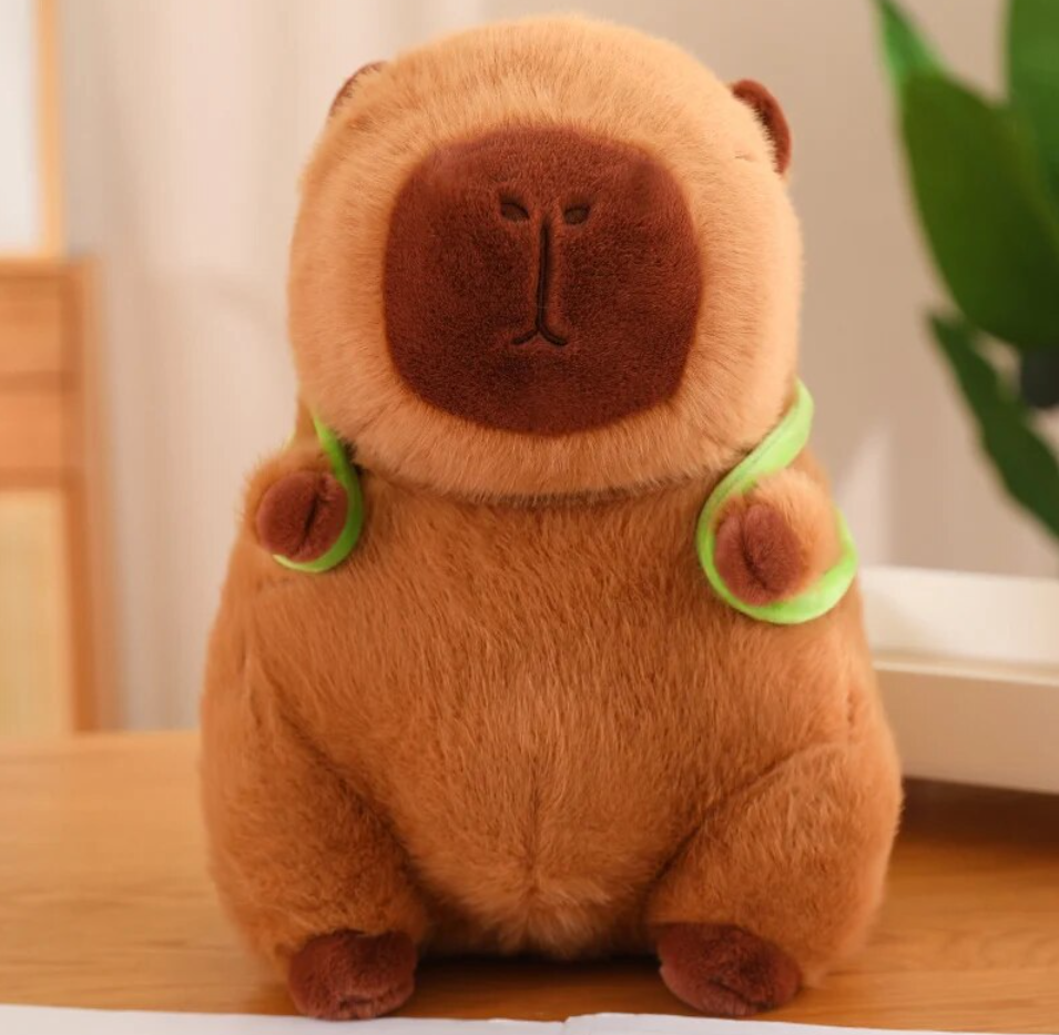 Cute Capybara With Green Bag Plush Toys 23/33/45cm