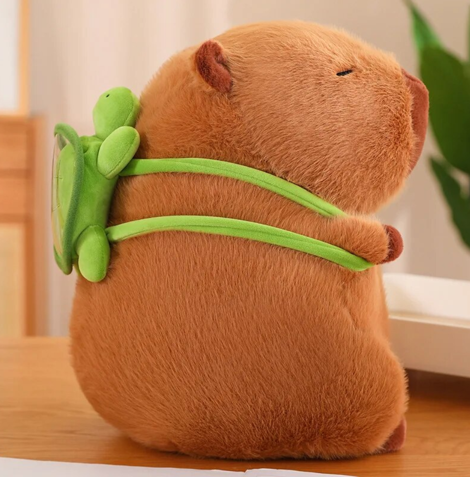 Cute Capybara With Green Bag Plush Toys 23/33/45cm