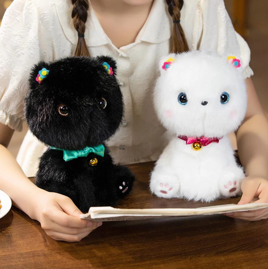 Cute/Kawaii Black/White Cat Plush - 1pc/2pcs