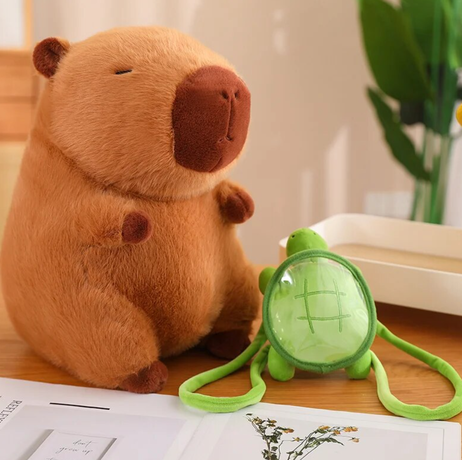 Cute Capybara With Green Bag Plush Toys 23/33/45cm