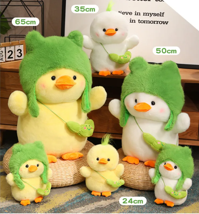 Cute Duck With Green Hat Plush Hats 24/35/50/65cm - Yellow/White