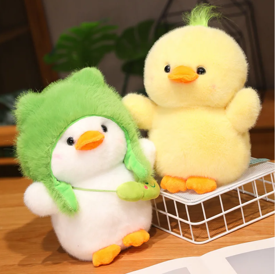 Cute Duck With Green Hat Plush Hats 24/35/50/65cm - Yellow/White