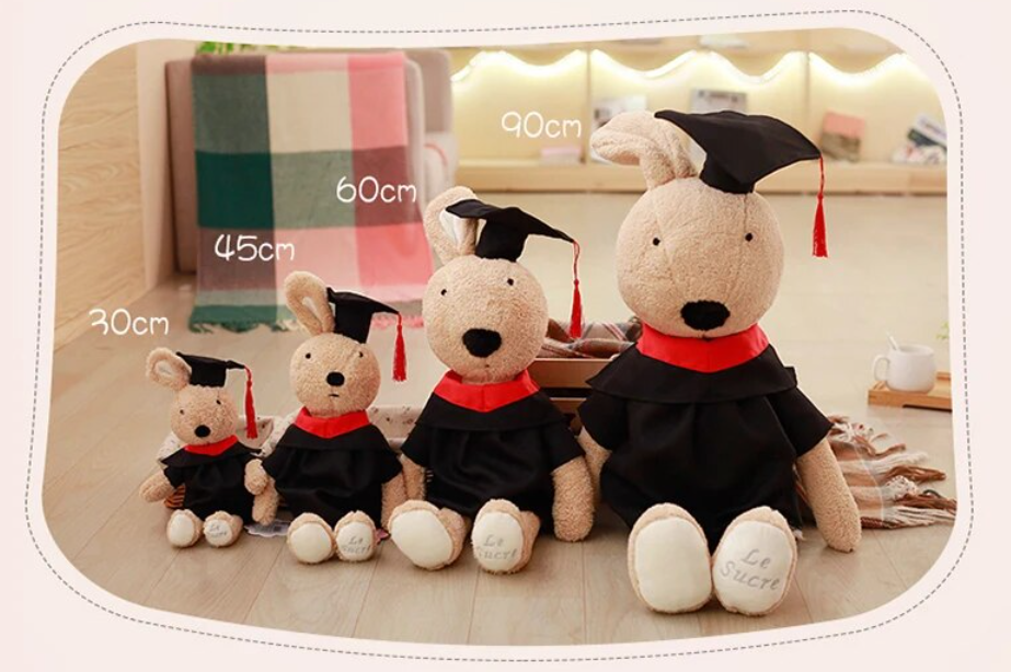 Cute Rabbit Graduation Plush Toys 30/45/60cm - Brown/White