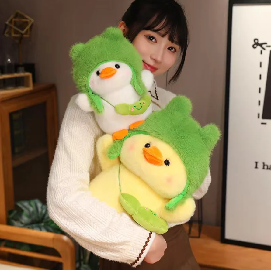 Cute Duck With Green Hat Plush Hats 24/35/50/65cm - Yellow/White