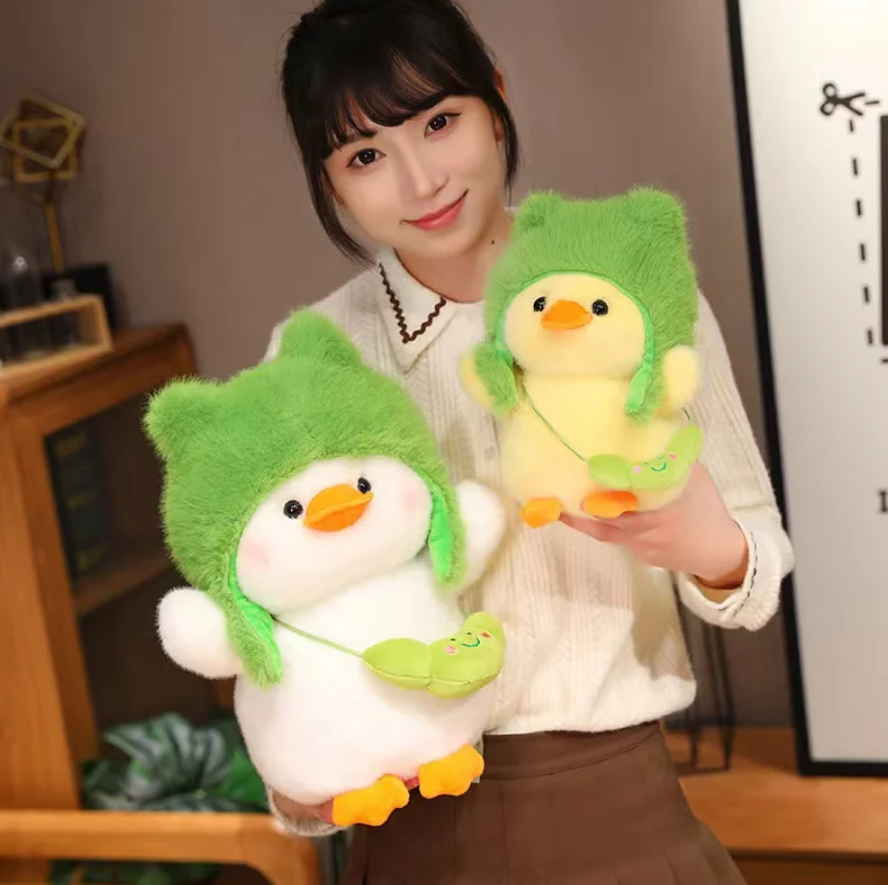 Cute Duck With Green Hat Plush Hats 24/35/50/65cm - Yellow/White