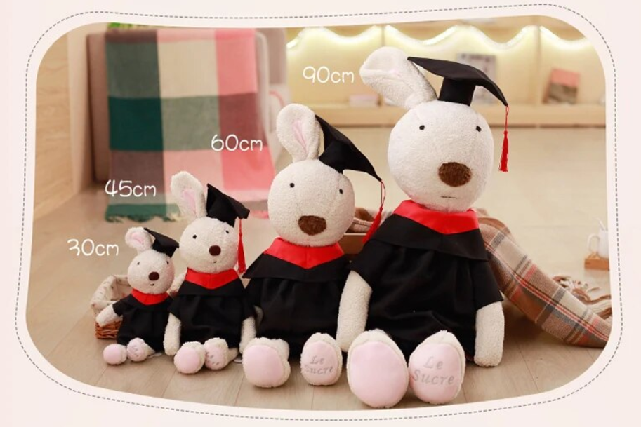 Cute Rabbit Graduation Plush Toys 30/45/60cm - Brown/White