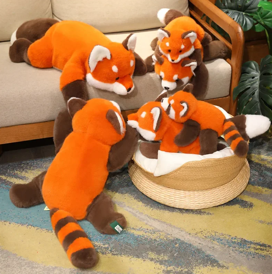 Cute Lying Raccoon/Fox/Red Panda Plush Toys 30/45/65cm