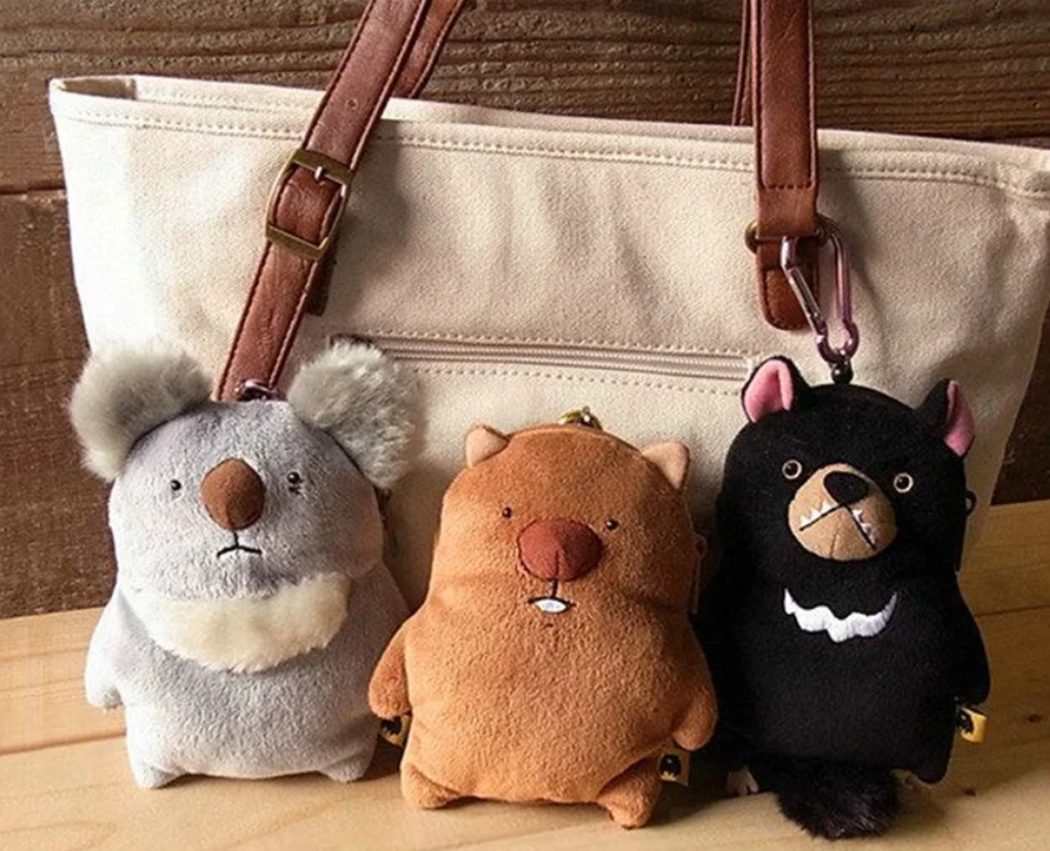 Australian Animal (Koala/Wombat/Platypus/Kiwi/Tasmanian devil) Coin Purse Plush Bag Keychains 14cm