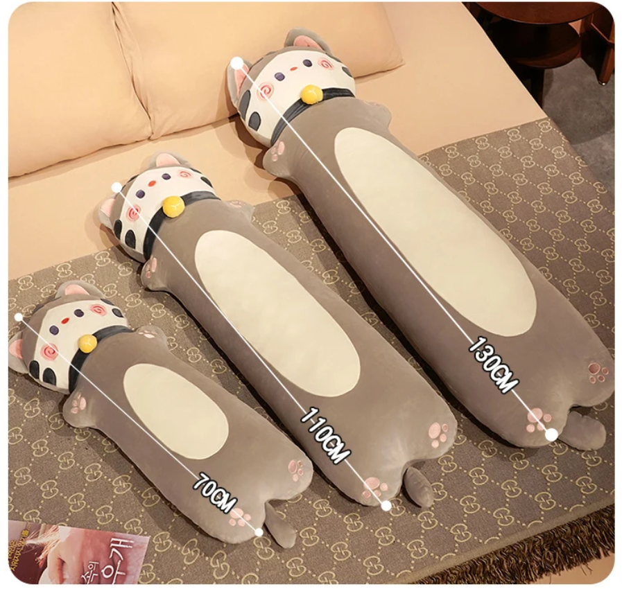 Cute Cat Plush Pillow Toys 70/110/130cm - White/Grey/Khaki