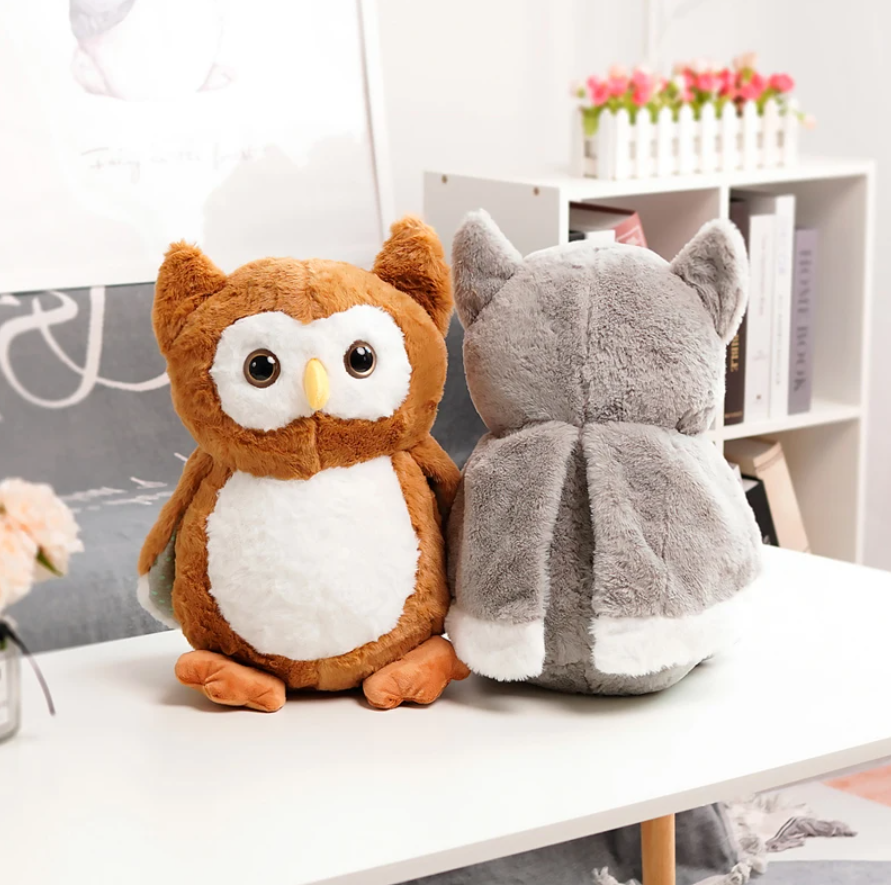 Cute Owl Plush Toys 25/40cm - Brown/Grey/Orange