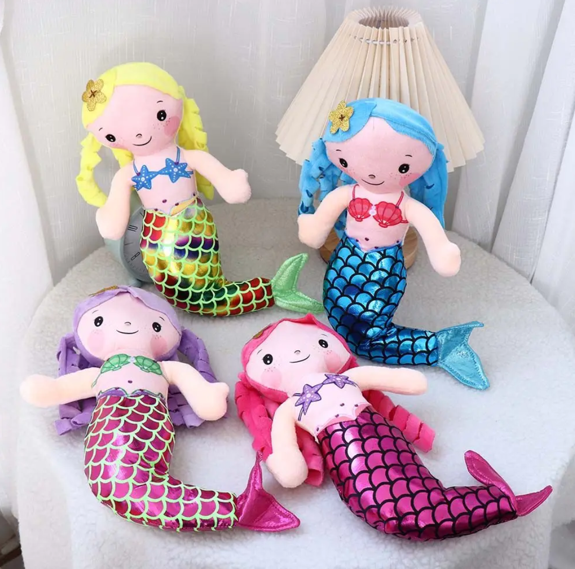 Cute Mermaid Plush Toys 30cmv - Yellow/Pink/Blue/Purple