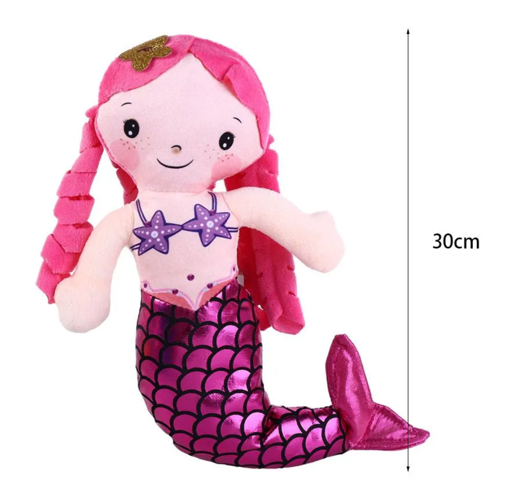 Cute Mermaid Plush Toys 30cmv - Yellow/Pink/Blue/Purple