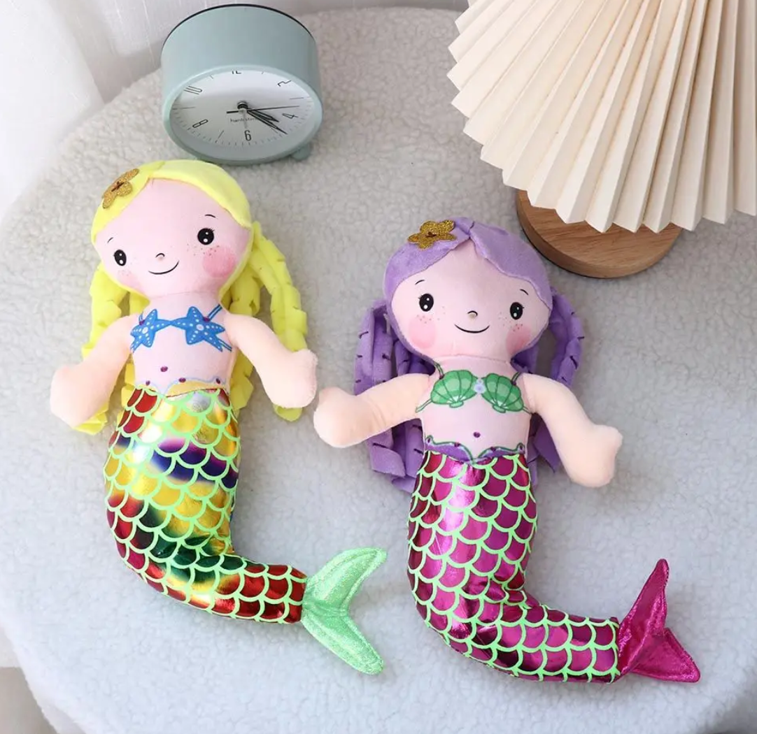 Cute Mermaid Plush Toys 30cmv - Yellow/Pink/Blue/Purple