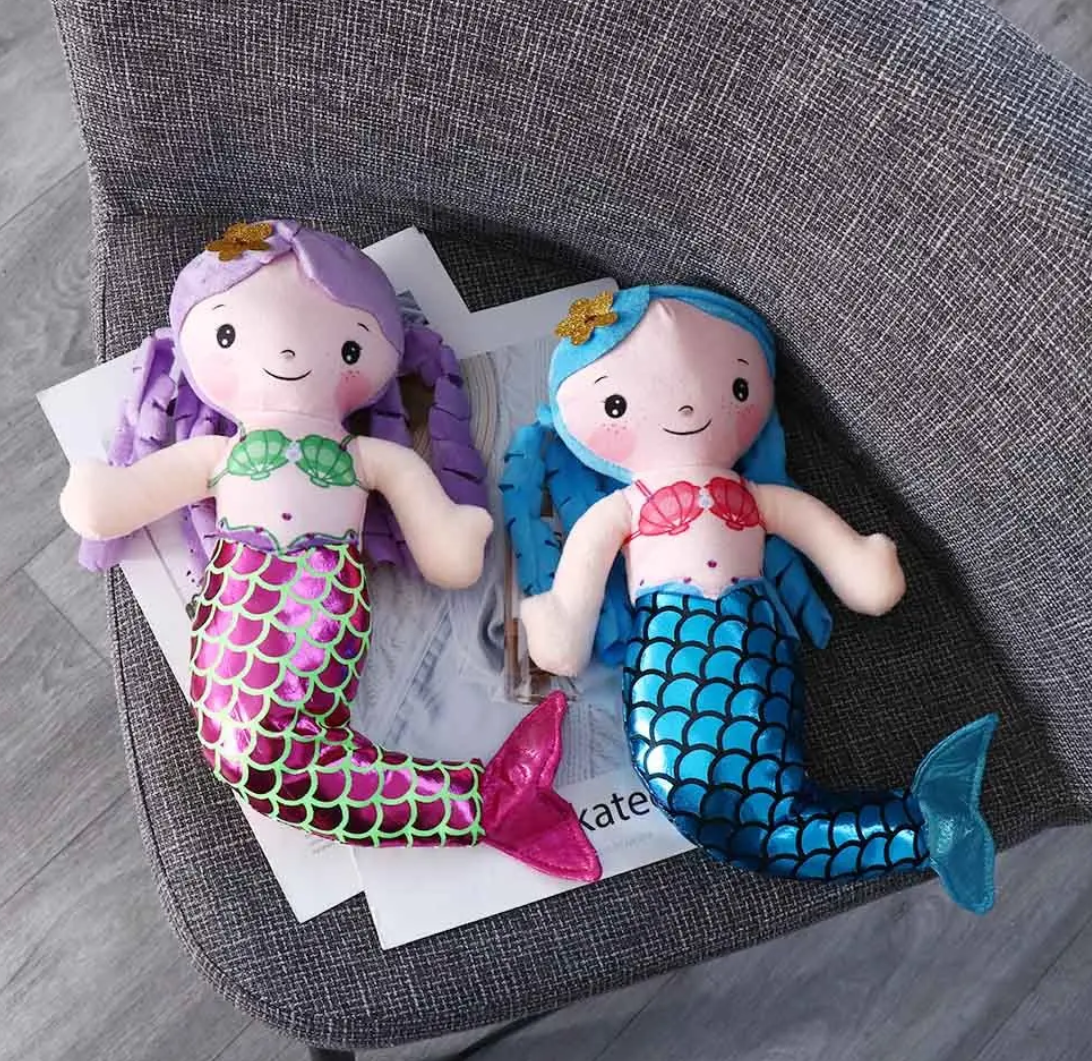 Cute Mermaid Plush Toys 30cmv - Yellow/Pink/Blue/Purple