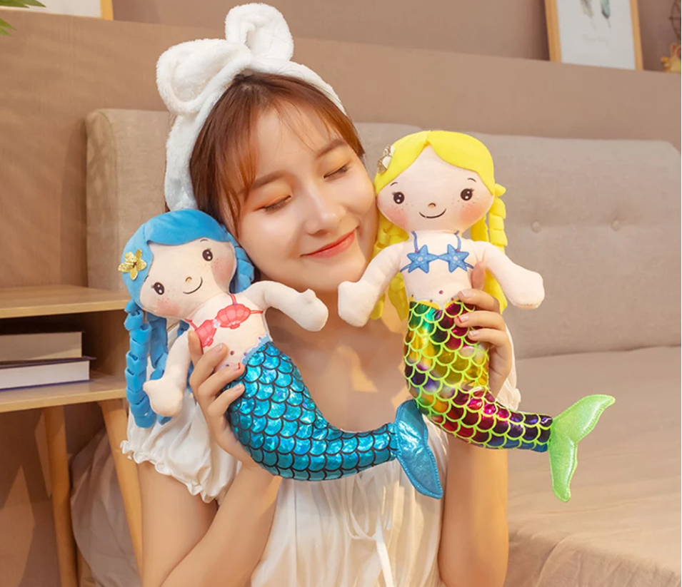 Cute Mermaid Plush Toys 30cmv - Yellow/Pink/Blue/Purple