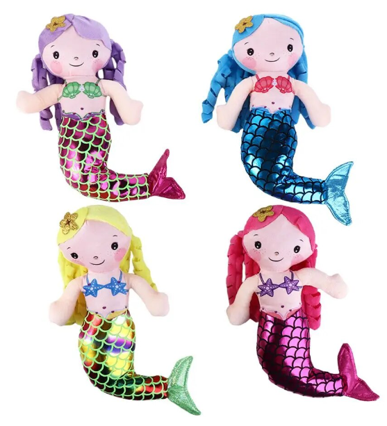 Cute Mermaid Plush Toys 30cmv - Yellow/Pink/Blue/Purple