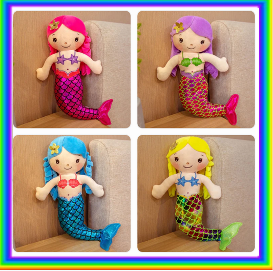 Cute Mermaid Plush Toys 30cmv - Yellow/Pink/Blue/Purple