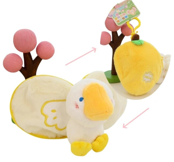 Funny Animal(Pig/Rabbit/Duck/Monkey/Donkey) In Fruit Bag Plush Keychains