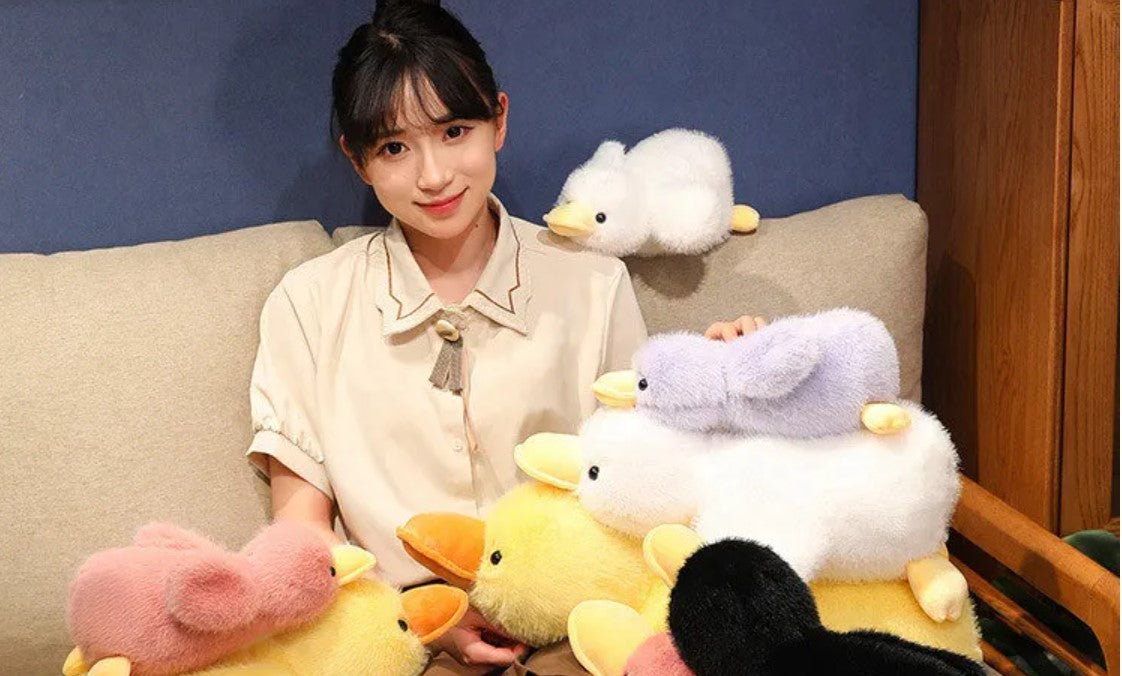 Cute Lying Duck Plush Toys 30/50/65cm - Yellow/White/Black/Pink/Purple