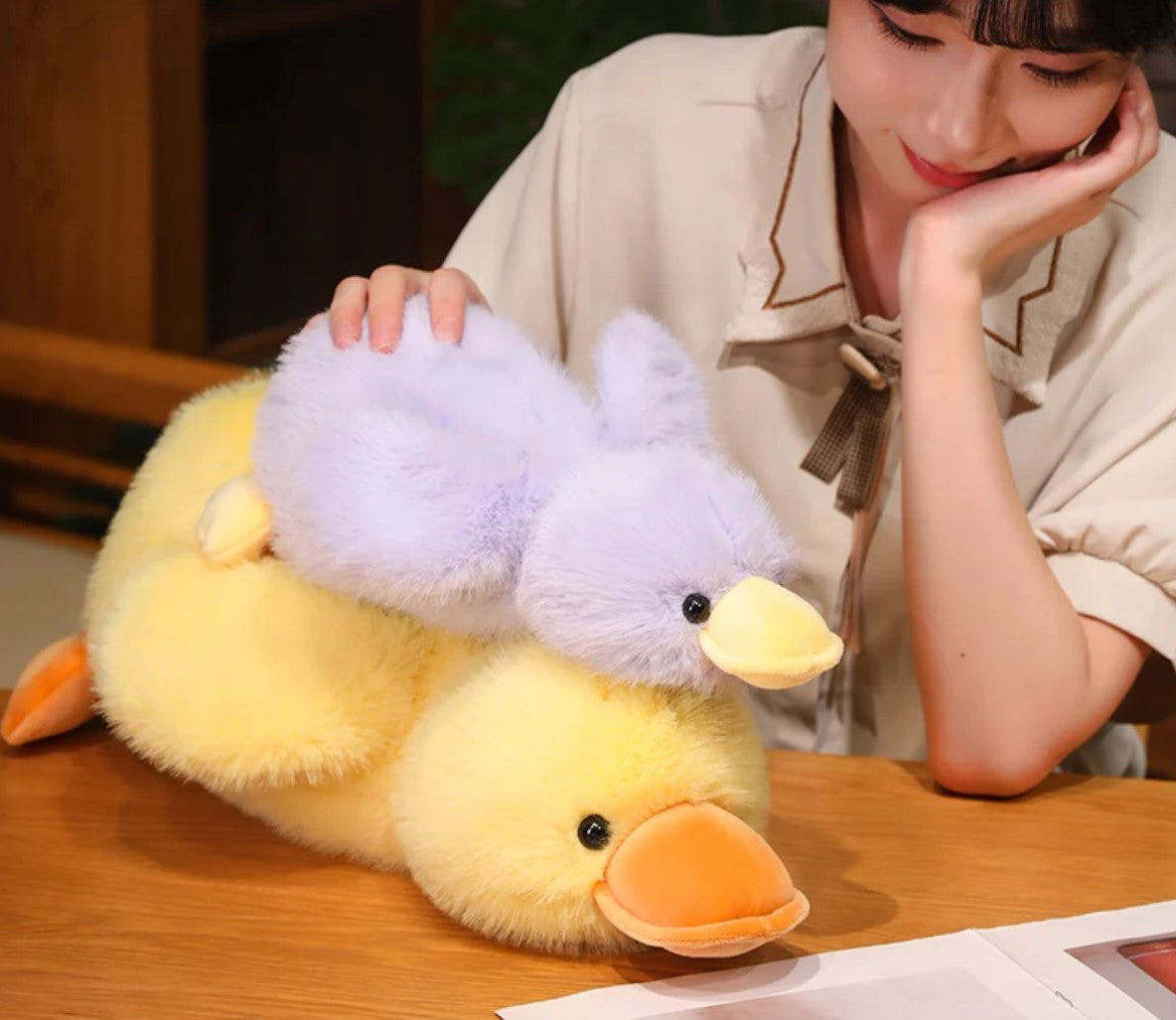 Cute Lying Duck Plush Toys 30/50/65cm - Yellow/White/Black/Pink/Purple