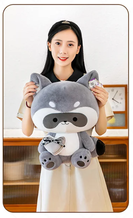 Raccoon With Heart Plush Toys 25/30/40cm - Brown/Grey