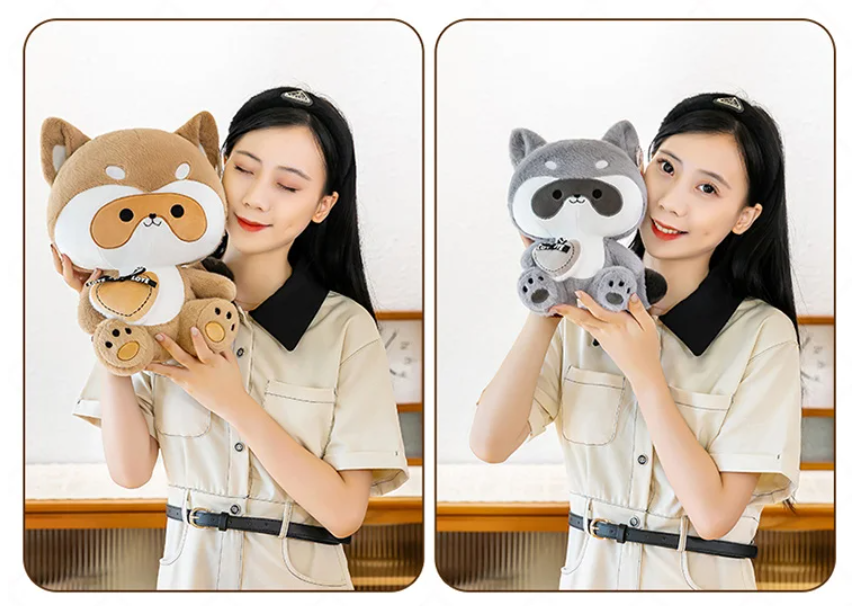 Raccoon With Heart Plush Toys 25/30/40cm - Brown/Grey