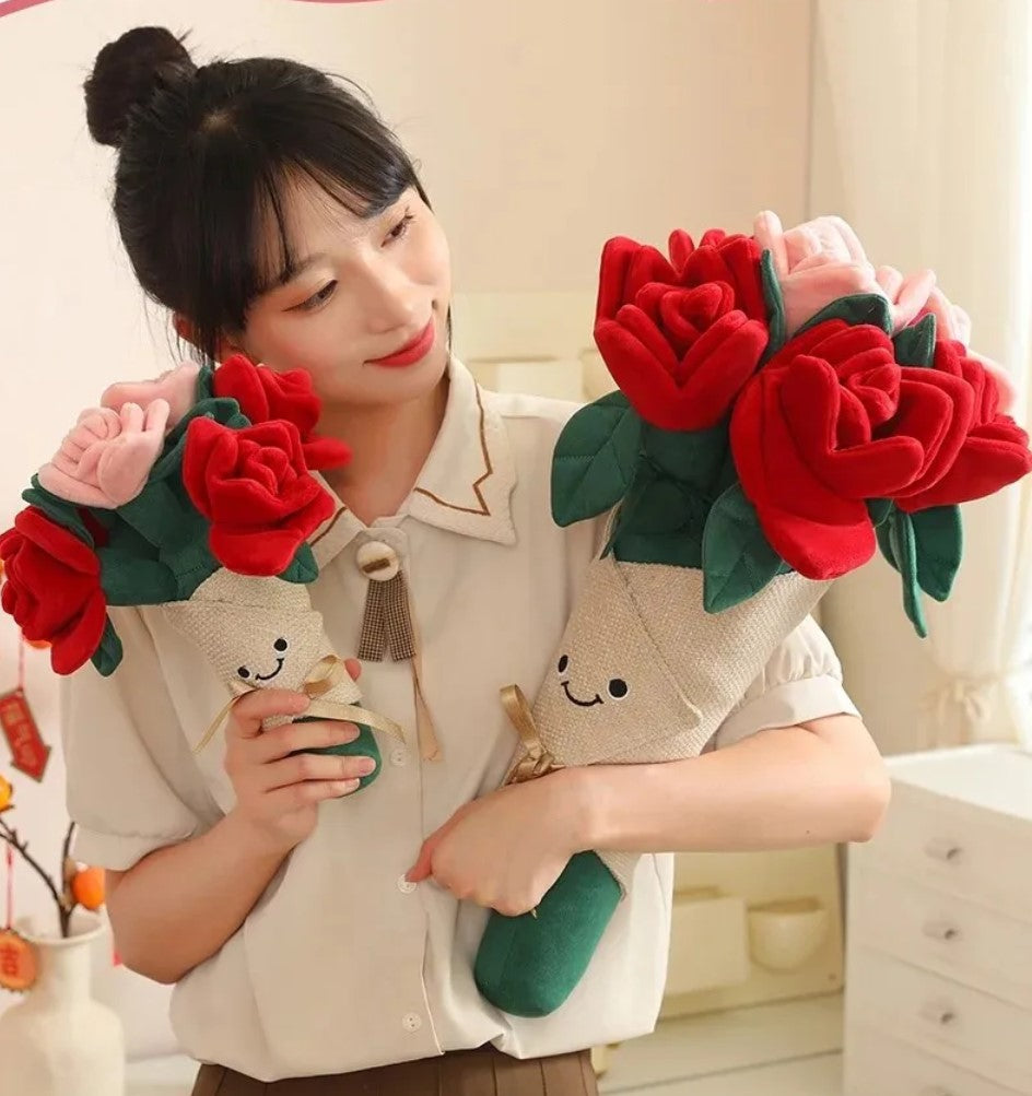 Cute Flower (Red And Pink Rose) Plush Bouquet 28/50cm