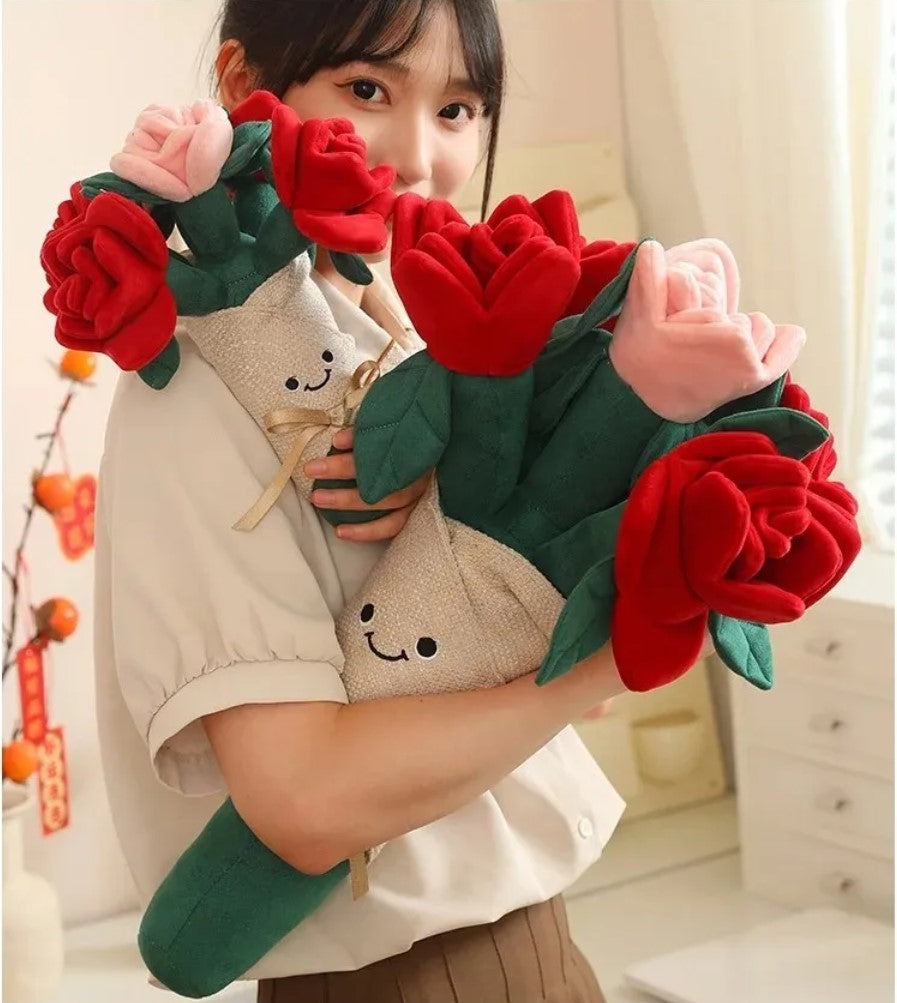 Cute Flower (Red And Pink Rose) Plush Bouquet 28/50cm