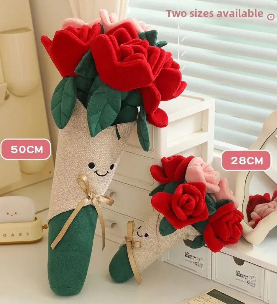 Cute Flower (Red And Pink Rose) Plush Bouquet 28/50cm