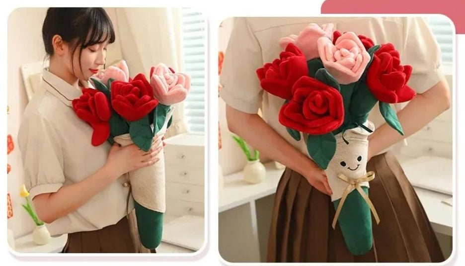 Cute Flower (Red And Pink Rose) Plush Bouquet 28/50cm