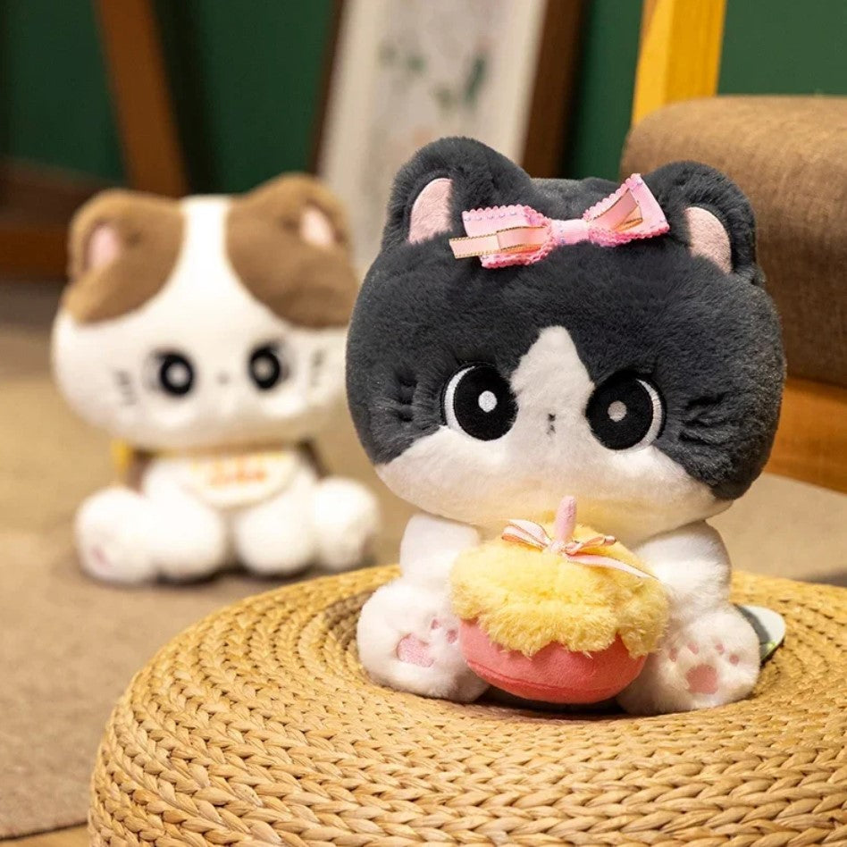 Cute Cat With/Without Cupcake Plush Toys 25cm - 6 Styles