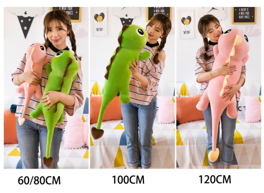 Cute Colorful Dinosaur Plush Pillow Toys 80/100/120cm - Green/Orange/Pink/Purple-6 Styles