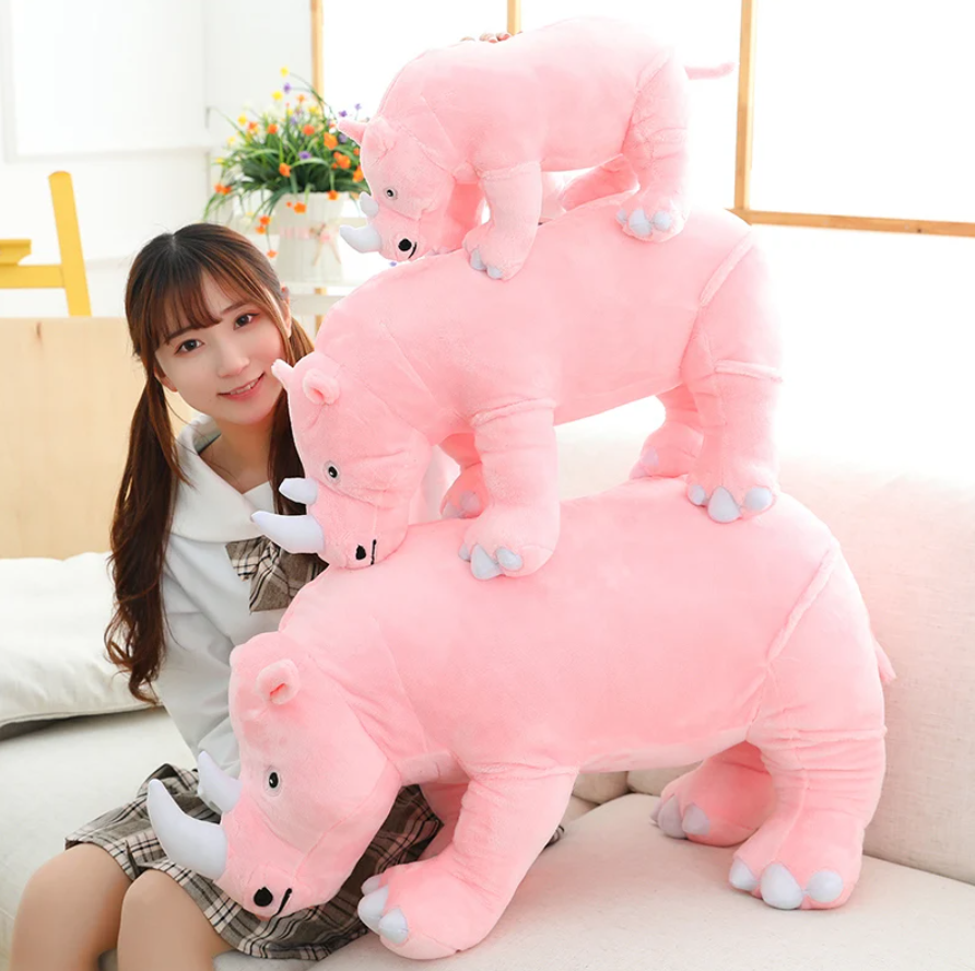 Rhinoceros Lifelike Plush Toys 40/60/80cm - Blue/Grey/Pink