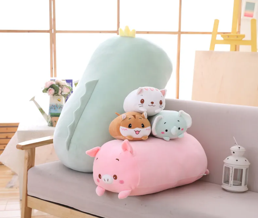 Cute Animal (Dinosaur/Pig/Cat/Bear/Deer/Elephant/Hamster/Panda) Plush Pillow Toys 20/60/85cm