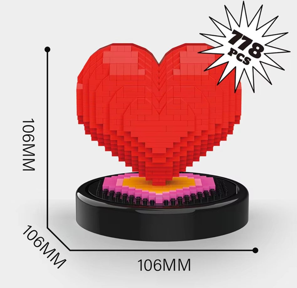 Red Heart-Shaped Mini Building Blocks