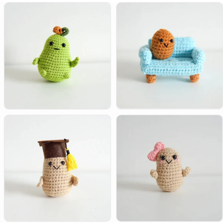 Handmade Knitted Vegetable (Potato/Tomoto) With/Without Positive Message - 11 Styles