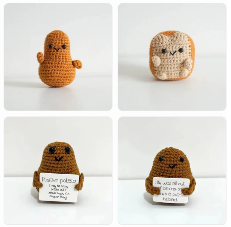 Handmade Knitted Vegetable (Potato/Tomoto) With/Without Positive Message - 11 Styles