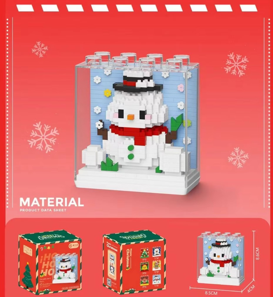 Cute Christmas And Clear Display Set Mini Building Blocks - 6 Styles