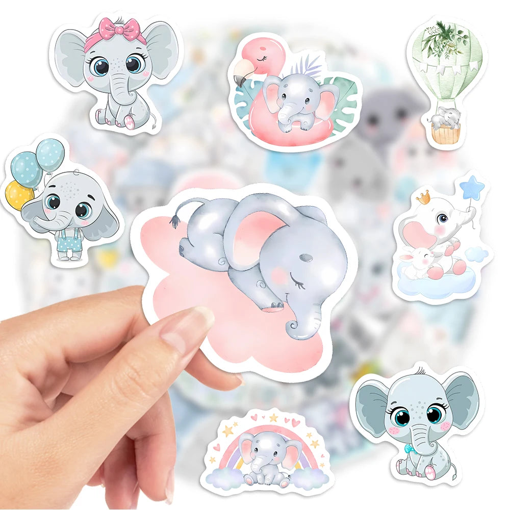 50 pcs Cute/Kawaii Elephants Stickers