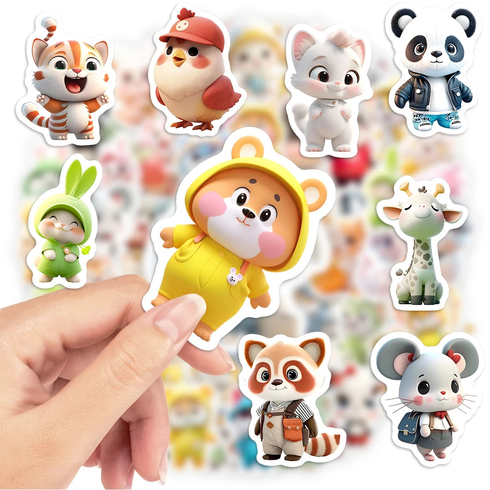 60 pcs Cute/Kawaii  3D Animal Stickers