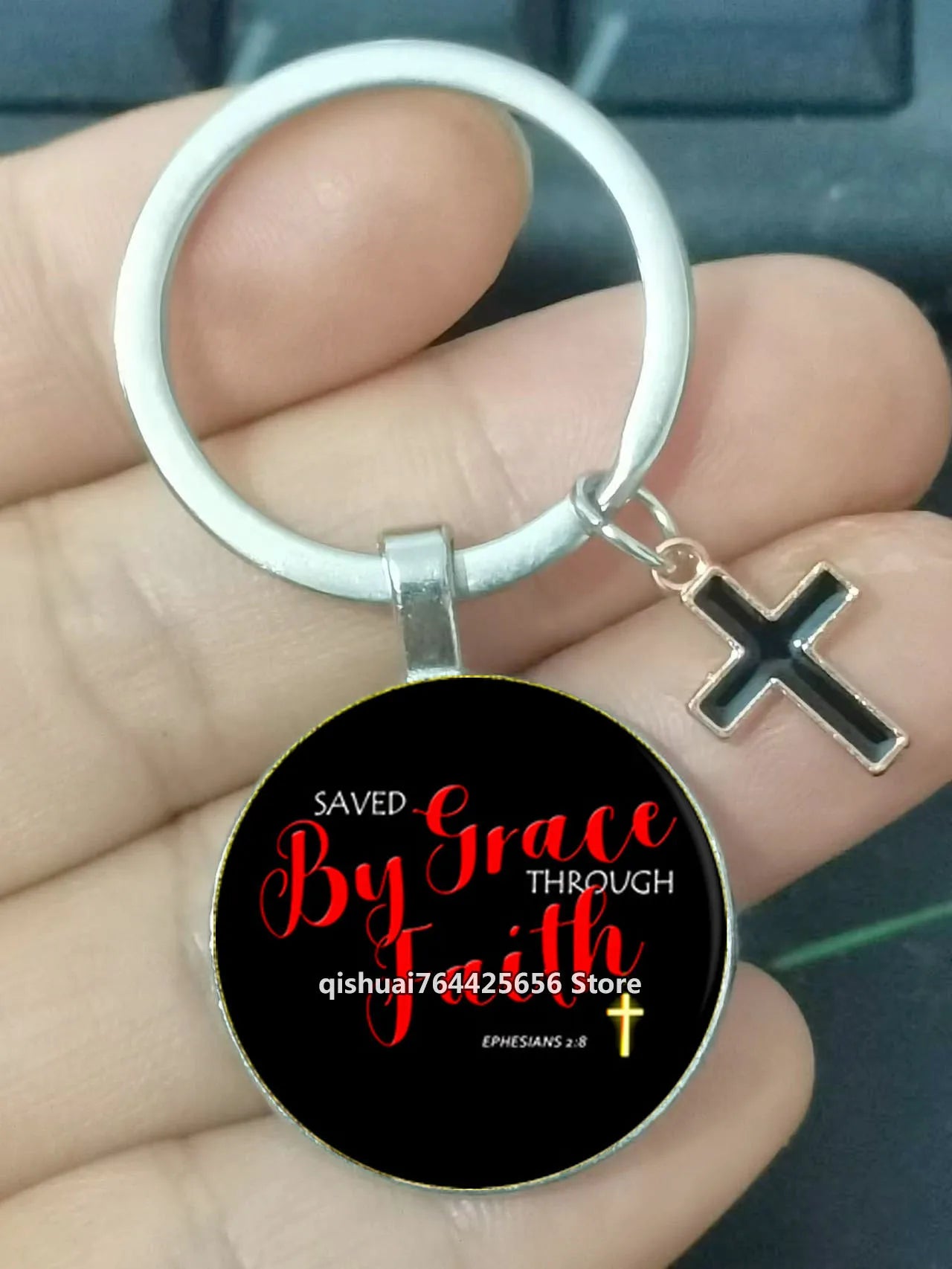 Keychain With The Bible Verse /Religious Message And The Cross  - 22  Styles