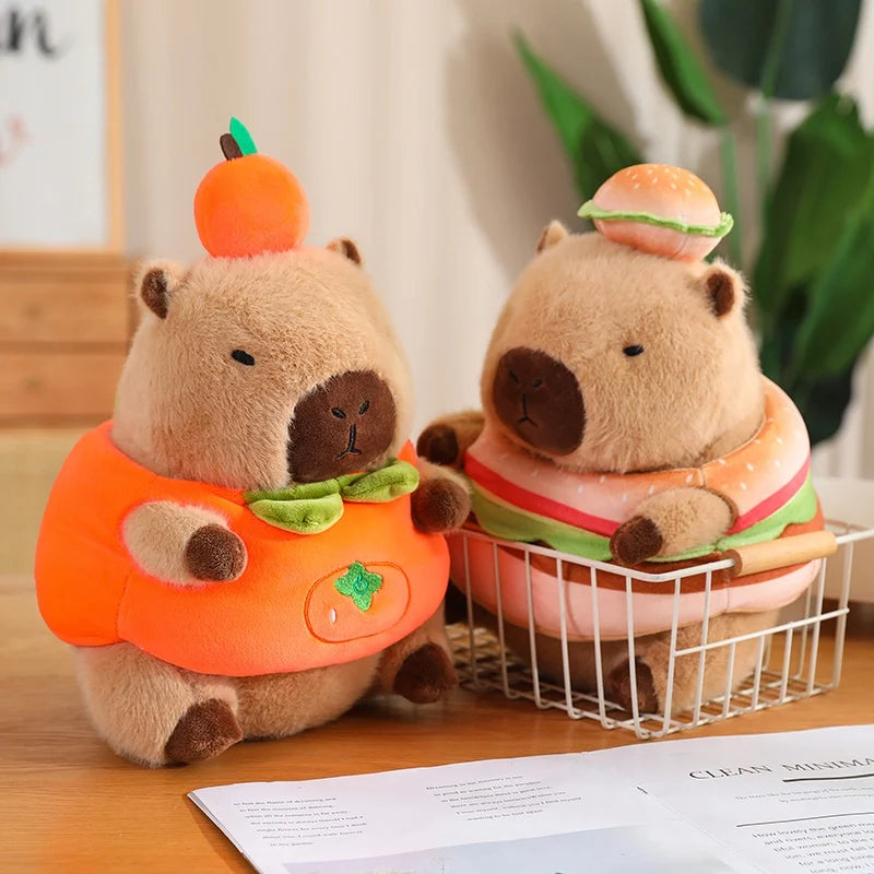 Cute Capybara With Dress Up (Bee/Hamburger/Persimmon) Plush Toys 30/40cm