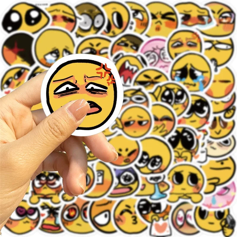 60 pcs Cute/Kawaii and Funny Emoji (Yellow Emotional Face) Stickers