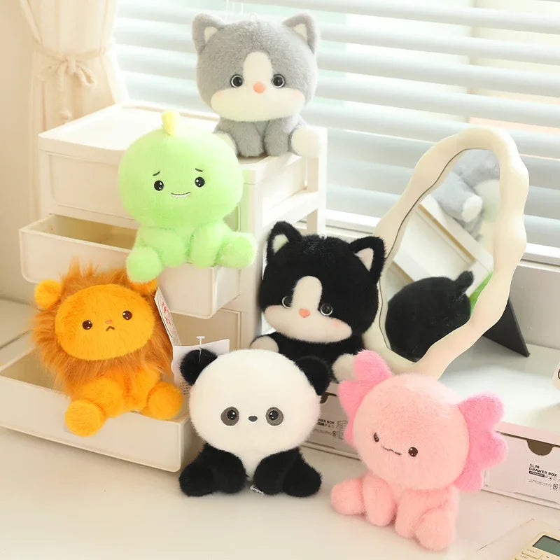 Sitting Animal Plush Toys 14cm - Axolotl/Lion/Cat/Panda/Dinosaur