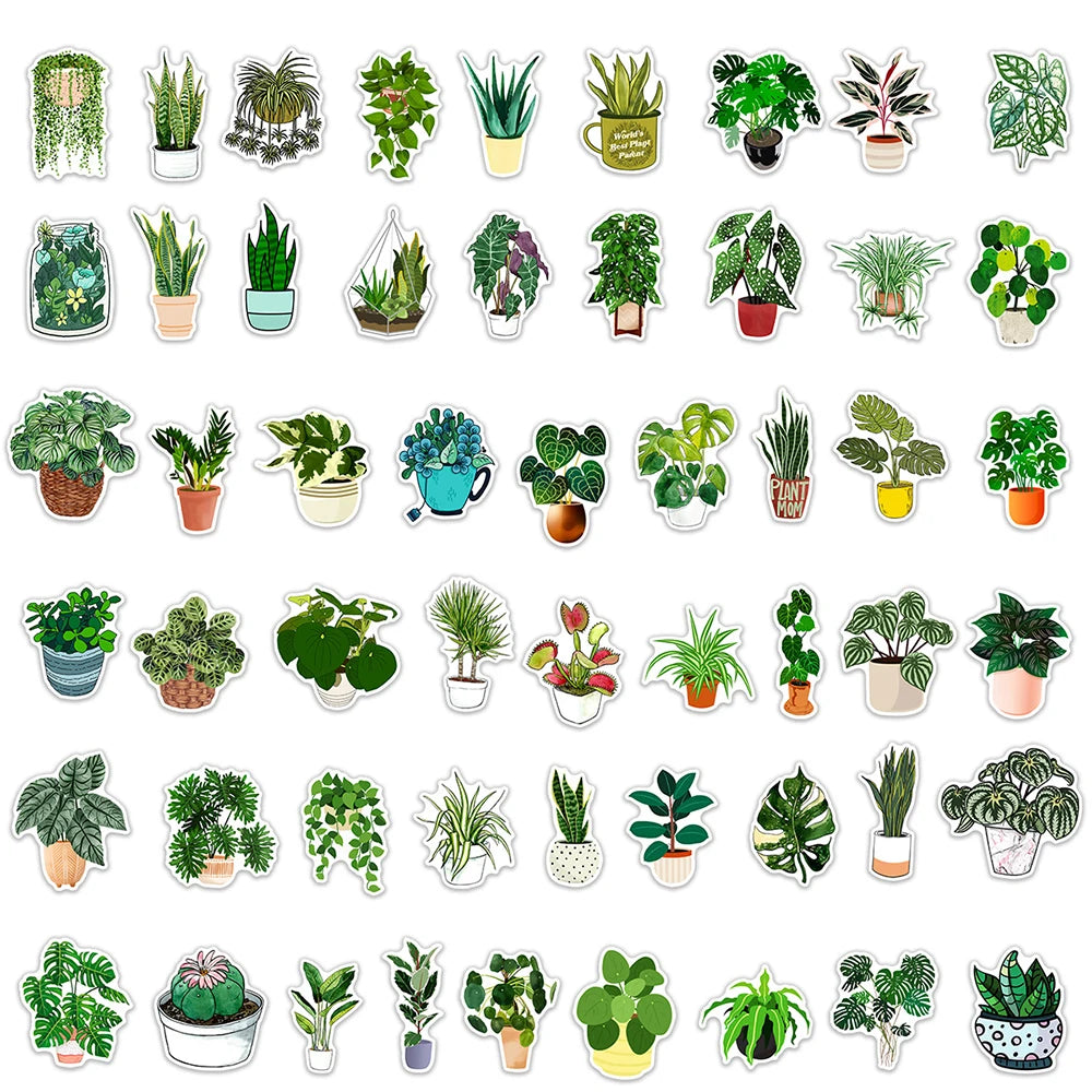 50 pcs Cute/Kawaii Green Plants Stickers