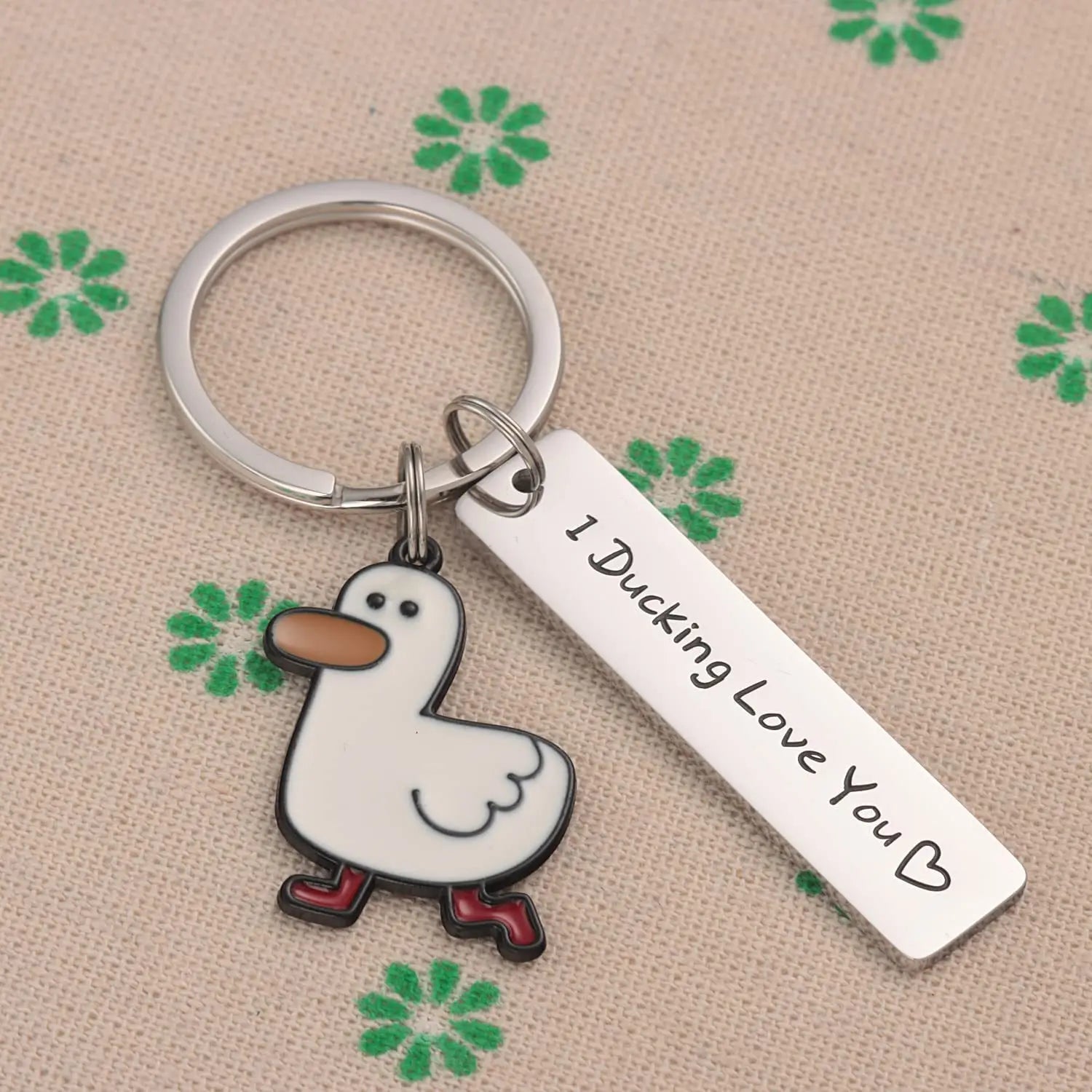 Keychain With The Positive Message ("I Ducking Love You") With Duck