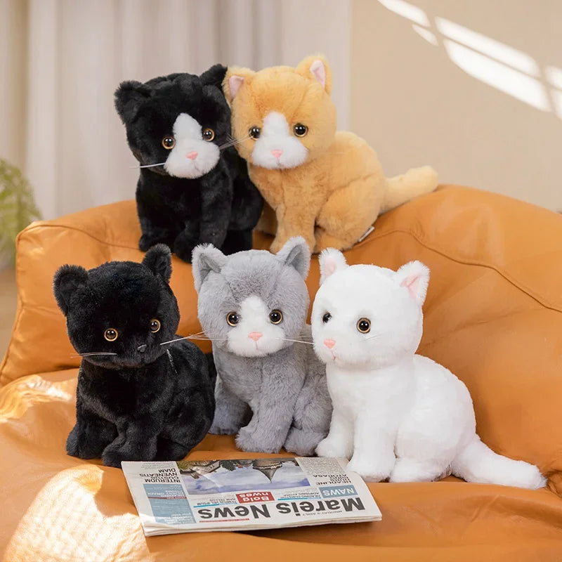 Black and white stuffed cat sales