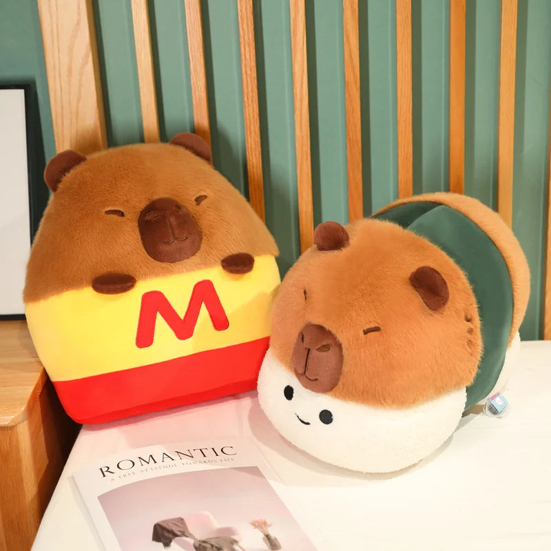 Cute Capybara With Dress Up(Sushi/Chips) Plush Toys 35cm