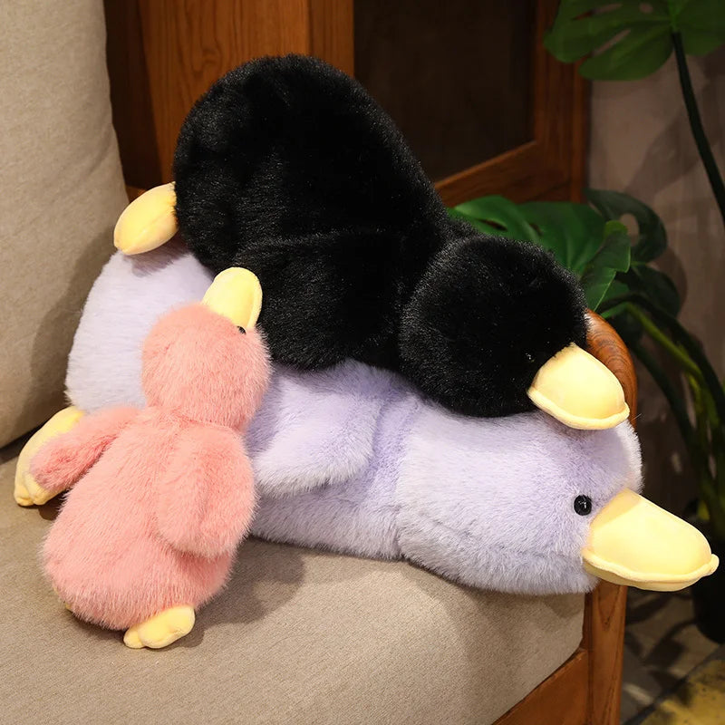 Cute Lying Duck Plush Toys 30/50/65cm - Yellow/White/Black/Pink/Purple